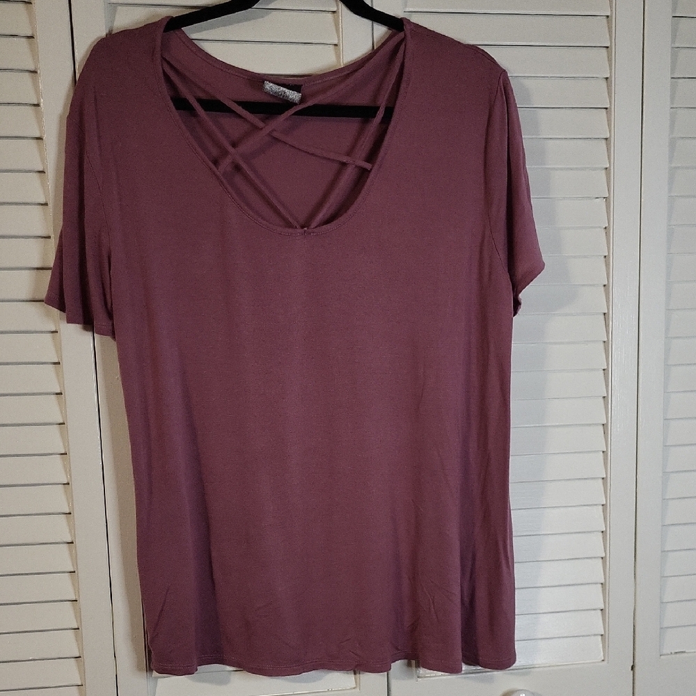 Elegant Mauve Short Sleeve Top